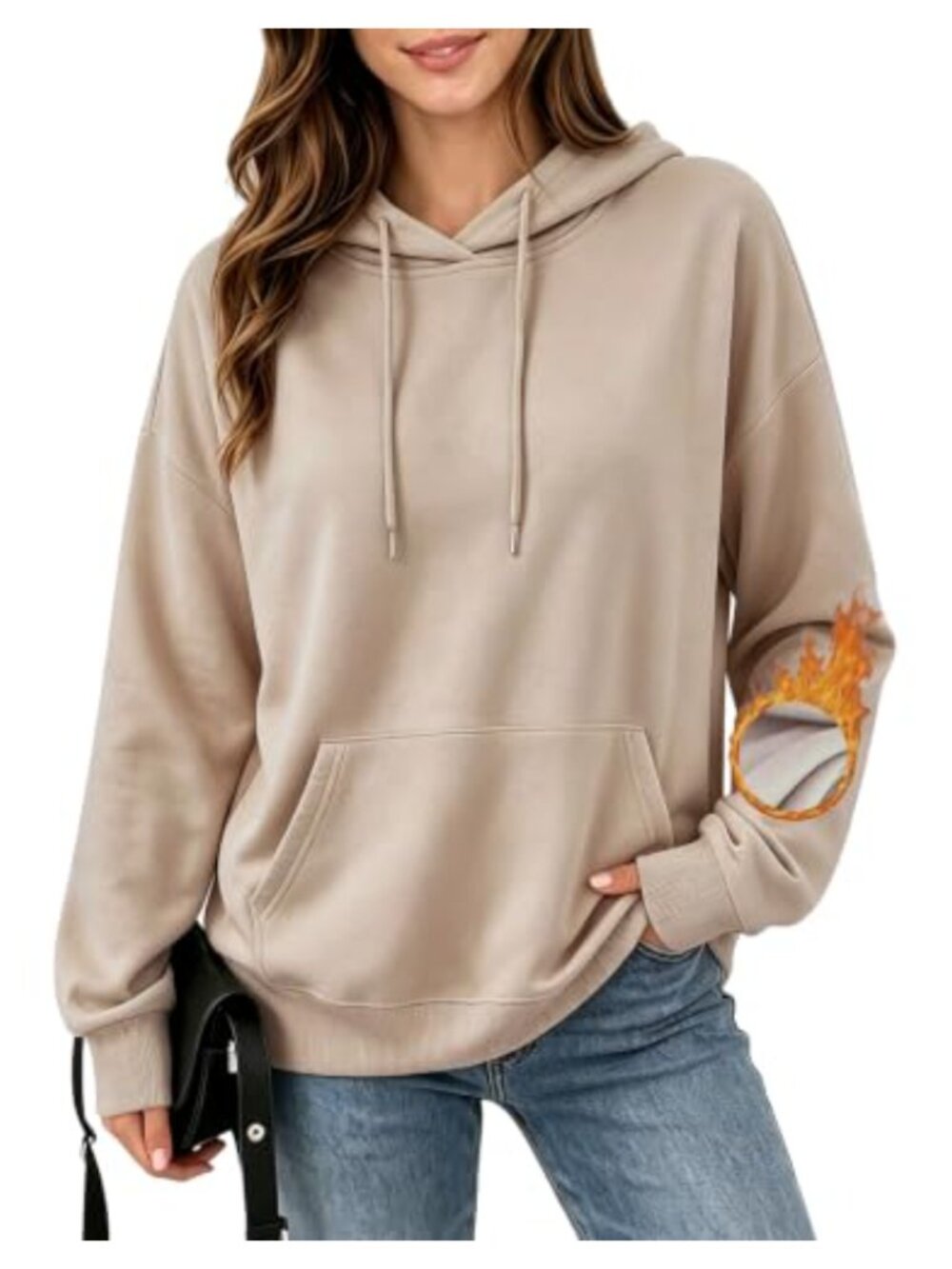 Womens Fleece Lined Pullover Hoodie with Pocket Long Sleeve Sweatshirt